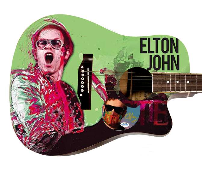 Elton John Autographed Signed Custom Graphics Photo Guitar ACOA