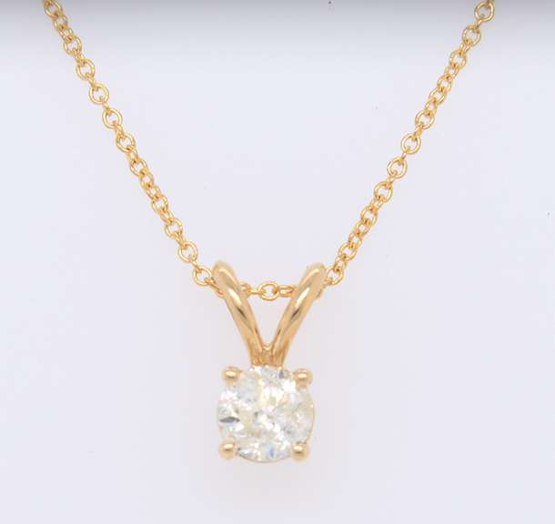 Majestic Yellow Gold Round Brilliant Cut Diamond Pendant on Chain