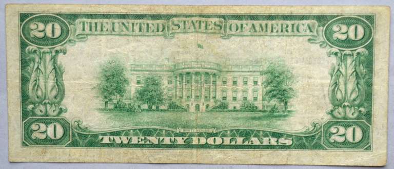 New York $20 1929 National Currency Note