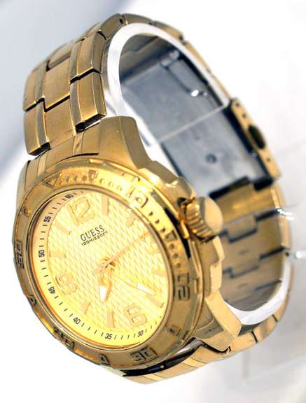 Guess Textured Gold Dial Watch, Pre-Owned.