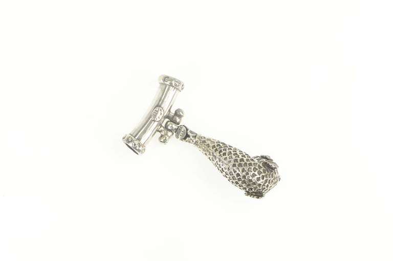 Sterling Silver 3D Stylized Elaborate Fish Drop Slide Pendant