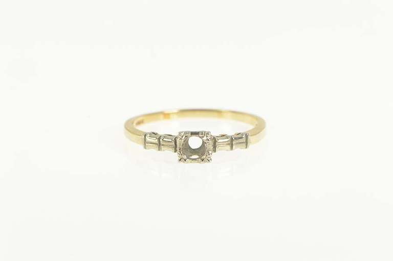 14K Yellow Gold Two Tone Retro 3.25mm Engagement Setting Ring