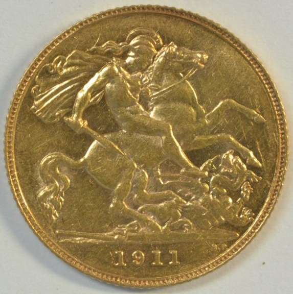 Lustrous BU 1911 Great Britain Gold Half Sovereign