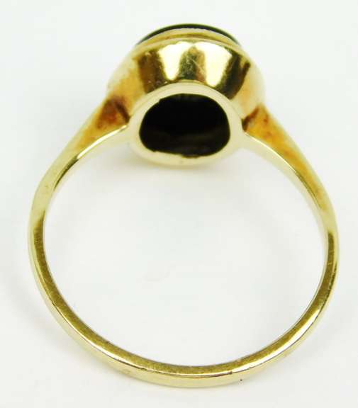 Vintage 10K Black Onyx & Diamond Ring, Size 7.5