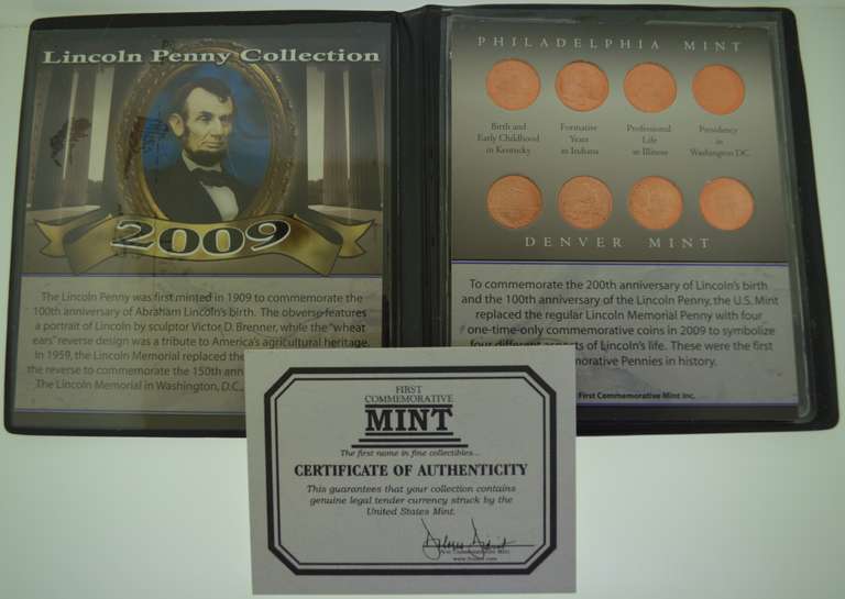 2009 Lincoln Penny Collection with COA