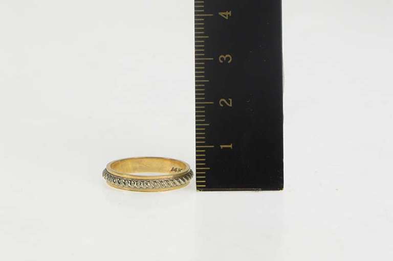 14K Yellow Gold Vintage NOS 1950's Rope Trim Two Tone Band Ring