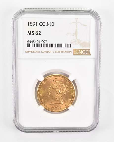 MS62 1891-CC $10 Liberty Head Gold Eagle - Graded NGC