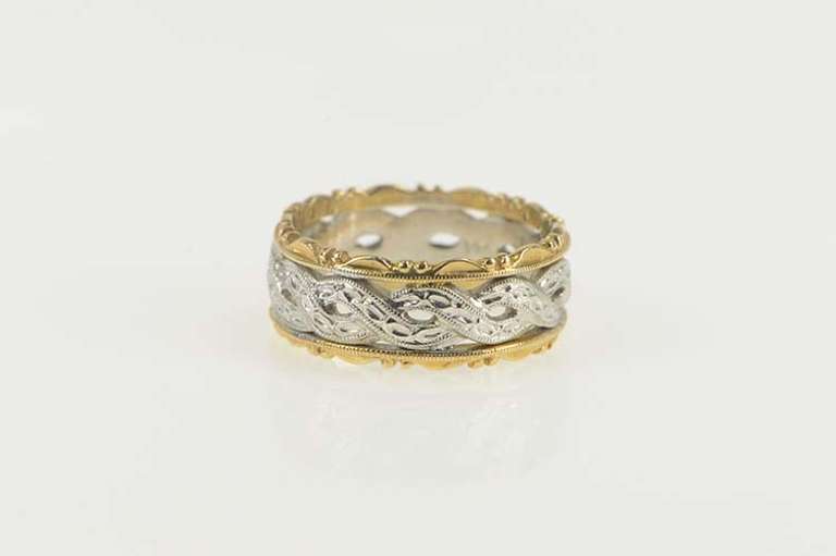 14K Yellow Gold Vintage NOS 1950's Retro Wedding Band Ring