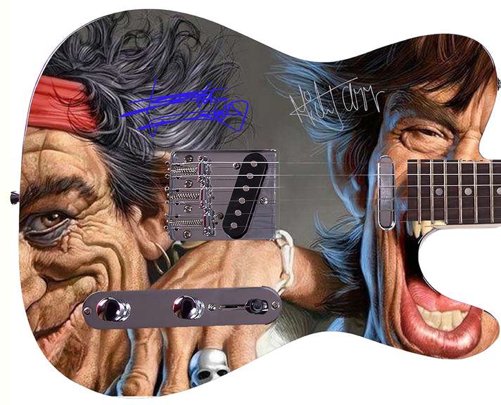 The Rolling Stones Autographed Facsimile Signed Graphics Guitar