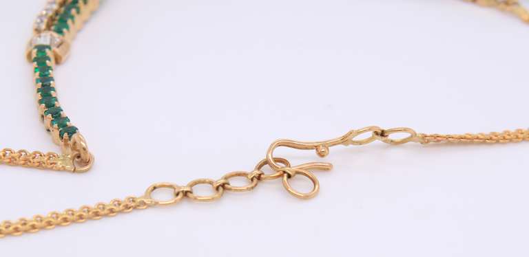Optimal 18kt Emerald and Diamond Loop Necklace