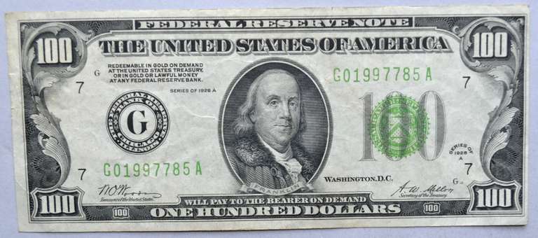 Clean Near Unc 1934 A $100 Chicago Fed Reserve Note