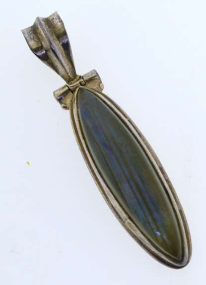 Sterling Silver Labradorite Color Glass Pendant