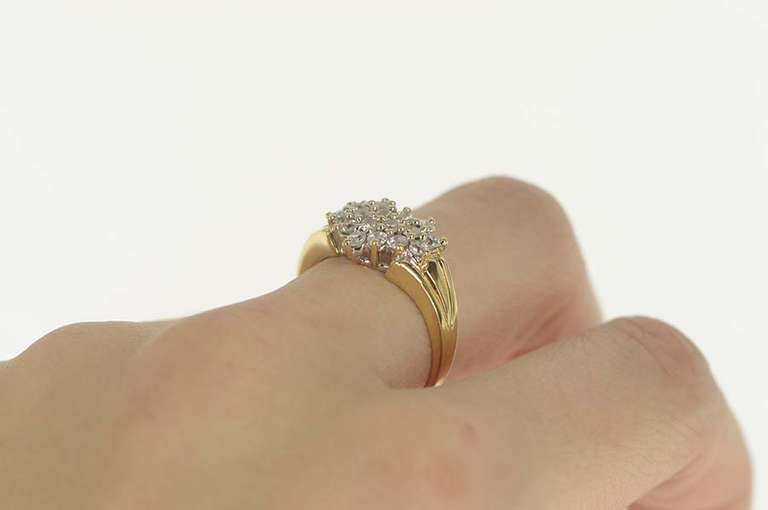 10K Yellow Gold Heart Cluster Love Symbol Statement Ring