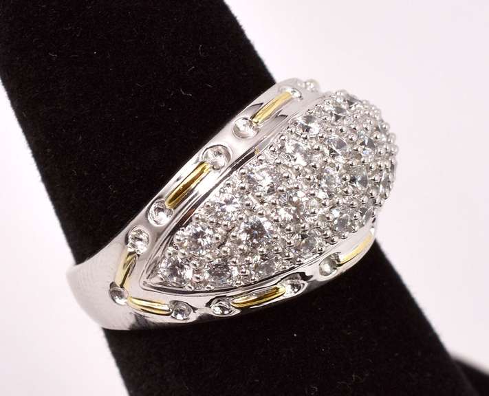 Dazzling CZ Dome Style Ring in 14K White Gold