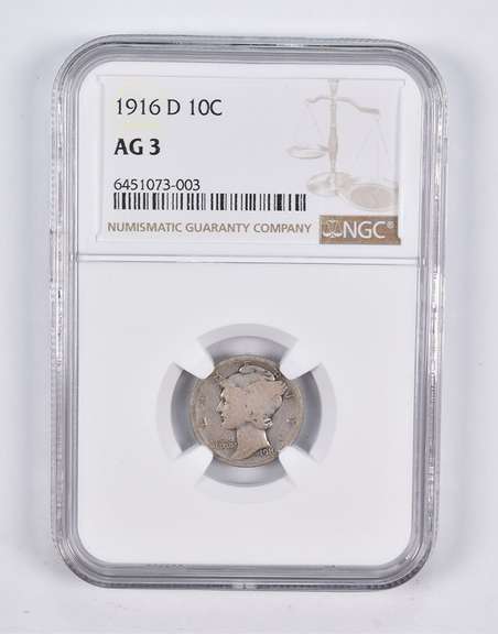 AG3 1916-D Mercury Dime NGC