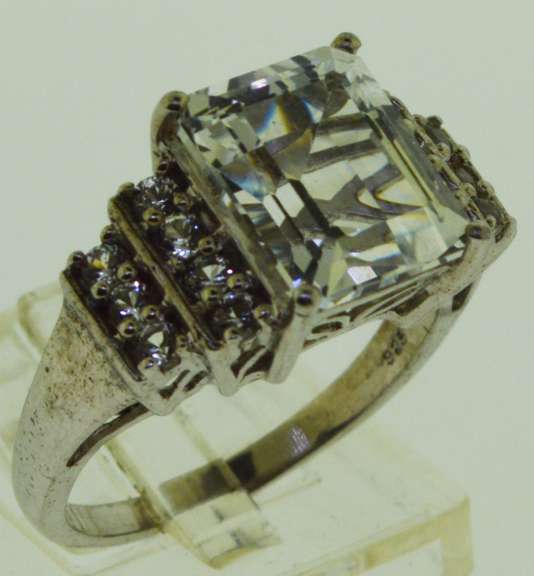 Sterling Silver Emerald Cut White Topaz Ring