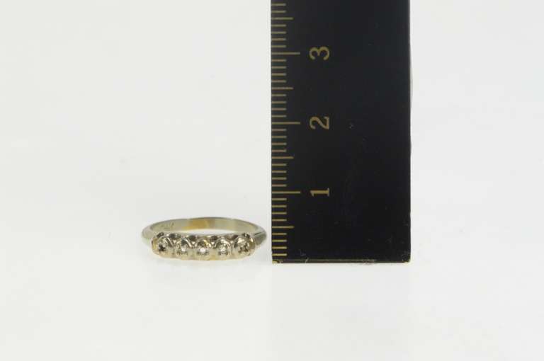 14K White Gold Vintage NOS 1950's Wedding Five Stone Setting Ring