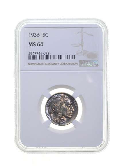 MS64 1936 Indian Head Buffalo Nickel - Graded NGC
