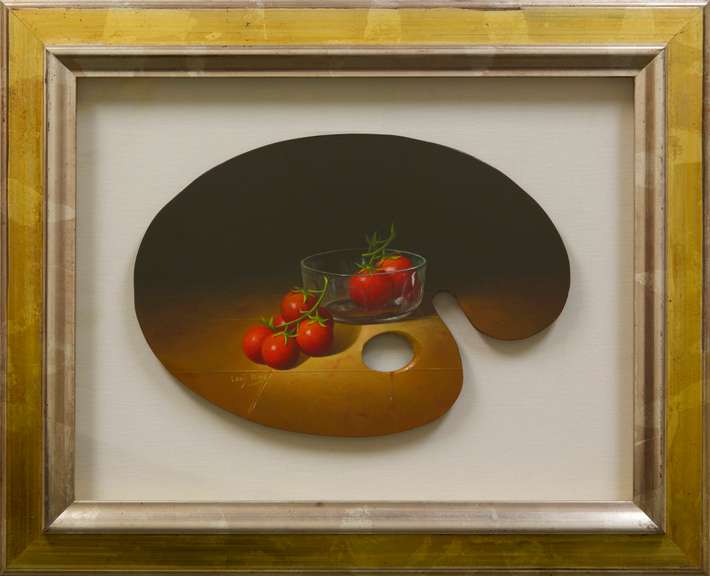 Beautiful Still Life on Artist Palette Leon Olmo Cherry Tomato Still Life on Artist Palette