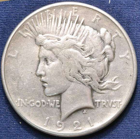 1921 Key Date High Relief  Peace Dollar, Circulated.