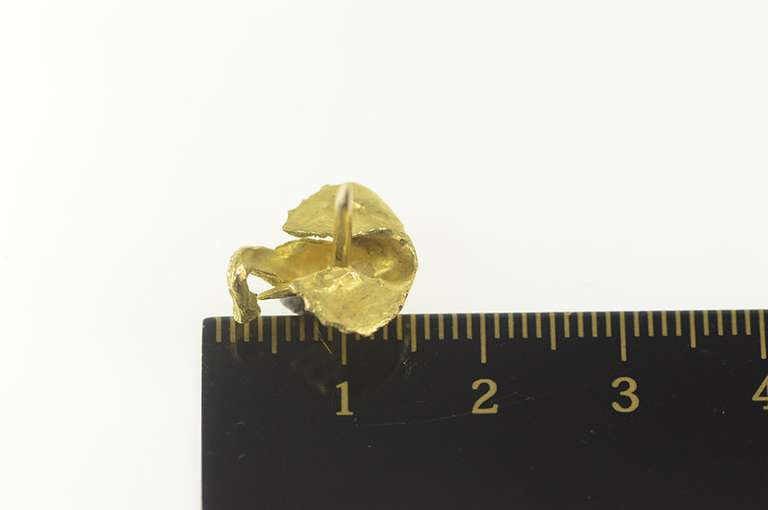 18K Yellow Gold Elephant Head Ornate 3D Animal Lapel Pin/Brooch