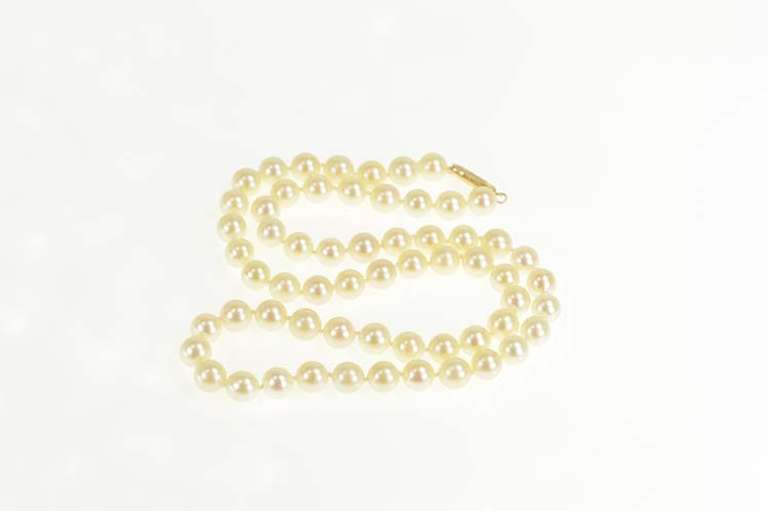 14K Yellow Gold Classic Retro Pearl Strand Statement Necklace
