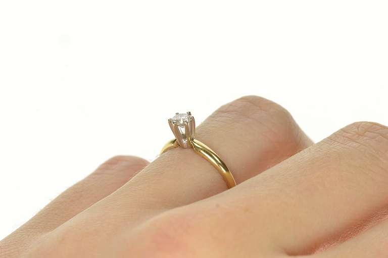 14K Yellow Gold 0.25 Ct Diamond Classic 1950's Engagement Ring