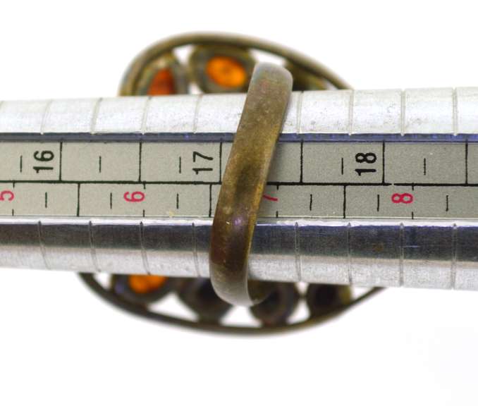 Sterling Silver Large Heart Amber Color Stone Ring