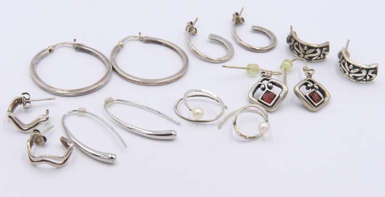 Group Lot of Vintage Sterling Silver Earrings