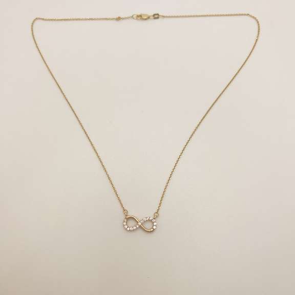 14kt Solid Yellow Gold & Diamond Infinity Necklace