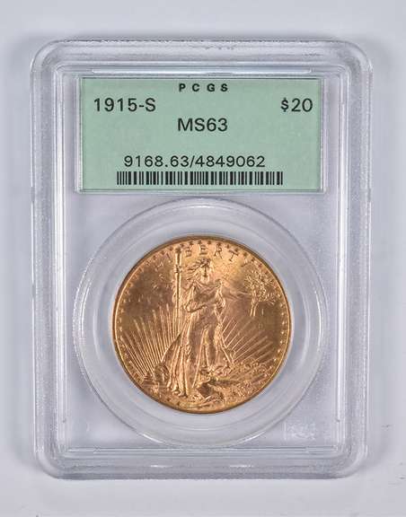 MS63 1915-S $20 Saint-Gaudens Gold Double Eagle PCGS