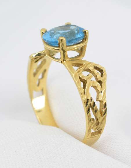 Feminine Filigree Blue Topaz Ring