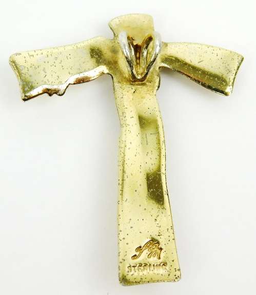 Stunning Free Form Sterling Vermeil Crucifix