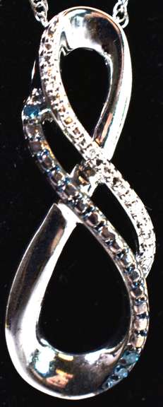 Sterling Silver Necklace With Blue Diamond Accents