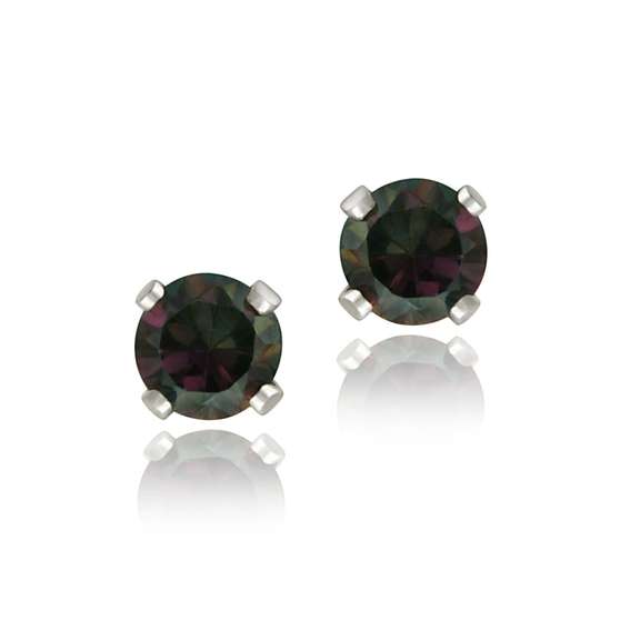 Sterling Silver 3/5ct Green Mystic Topaz Stud Earrings, 4mm