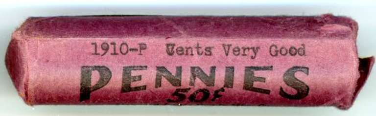 Roll of 1910 Lincoln Wheat Cents