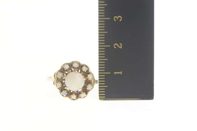 10K Yellow Gold Victorian Natural Opal Round Cocktail Ring