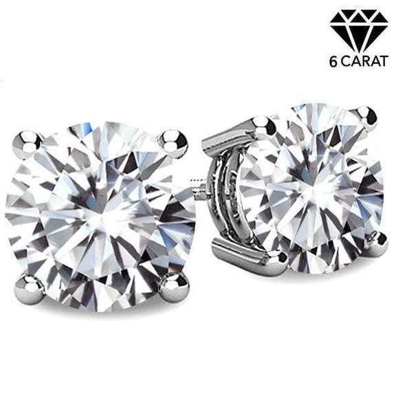 CERTIFIED 6.00 CT MOISSANITE (E COLOR/VVS) PT900 EARRINGS STUD