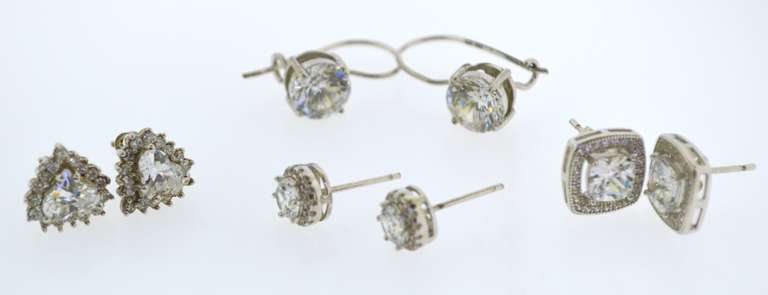 Sterling Silver Crystal Earrings Lot