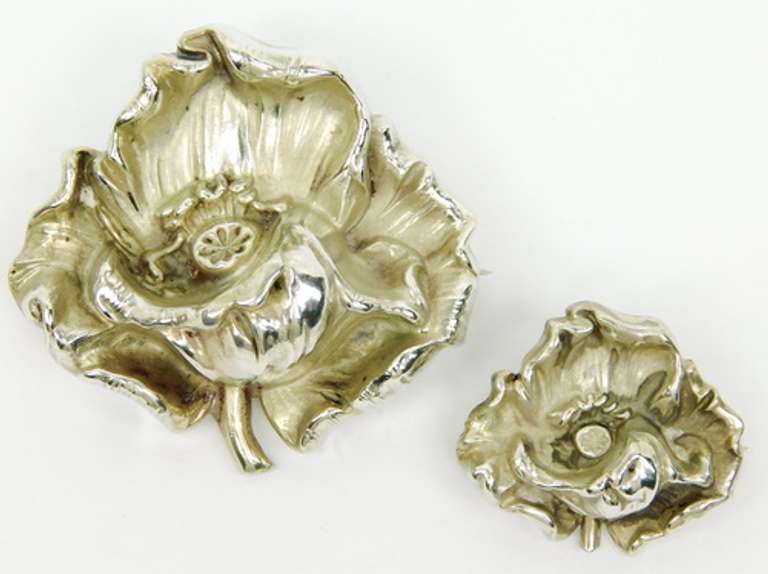 Early Set of Sterling Silver Rose Pins