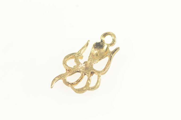 14K Yellow Gold Squid Octopus Ocean Animal Sea Marine Life Pendant