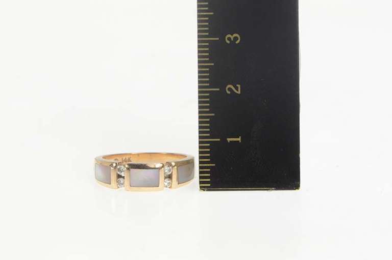 14K Rose Gold Diamond Pink Mother of Pearl Inlay Diamond Ring