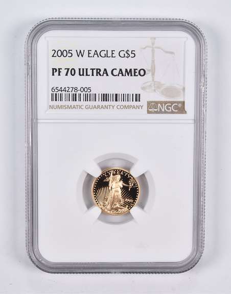 PF70 UCAM 2005-W $5 American Gold Eagle 1/10 Oz. .999 Fine Gold NGC