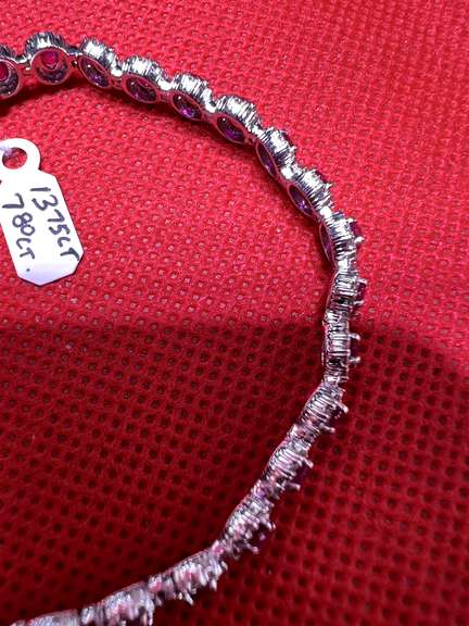 LADIES 14K WHITE GOLD RUBY AND DIAMOND BRACELET