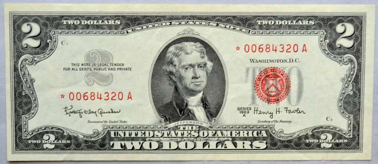 1963 A Gem CU $2 Star US Note