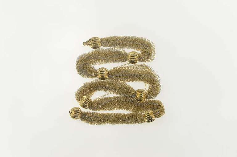 14K Yellow Gold Two Tone Draped Layered Chain Statement Necklace
