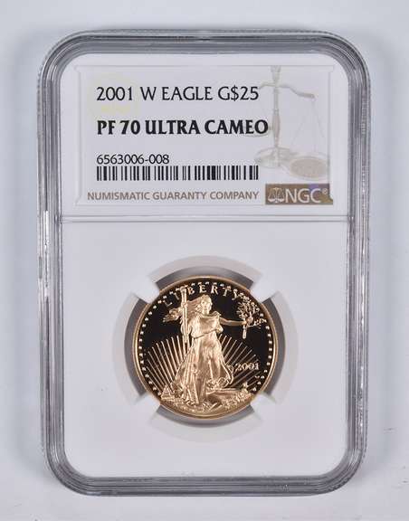 PF70 UCAM 2001-W $25 American Gold Eagle 1/2 Oz. .999 Fine Gold NGC