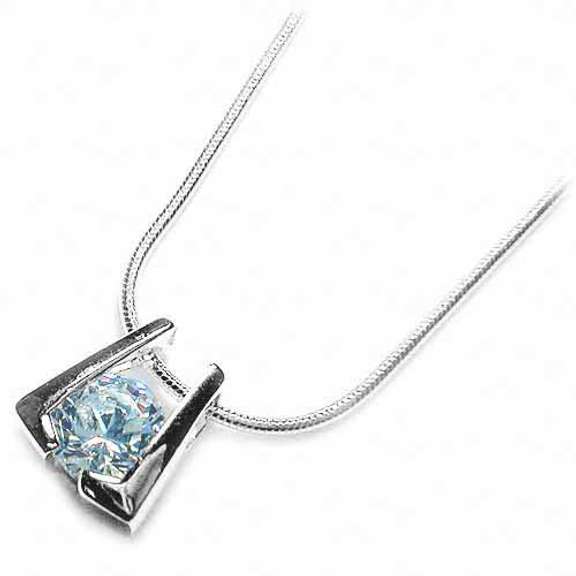 Sterling Silver Genuine Blue Topaz Horse Shoe Pendant