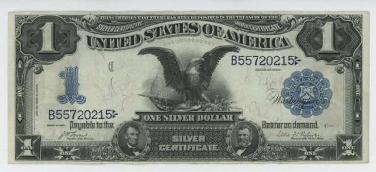 Crisp AU 1899 Series Large Size $1 Black Eagle Silver Certificate