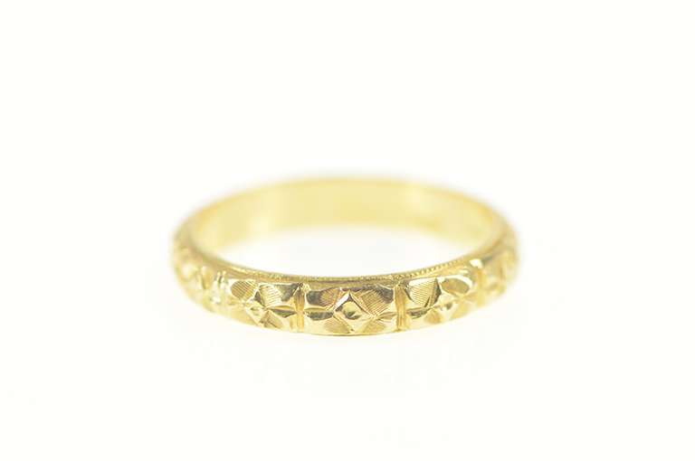 18K Yellow Gold 1940's Orange Blossom Flower Wedding Band Ring